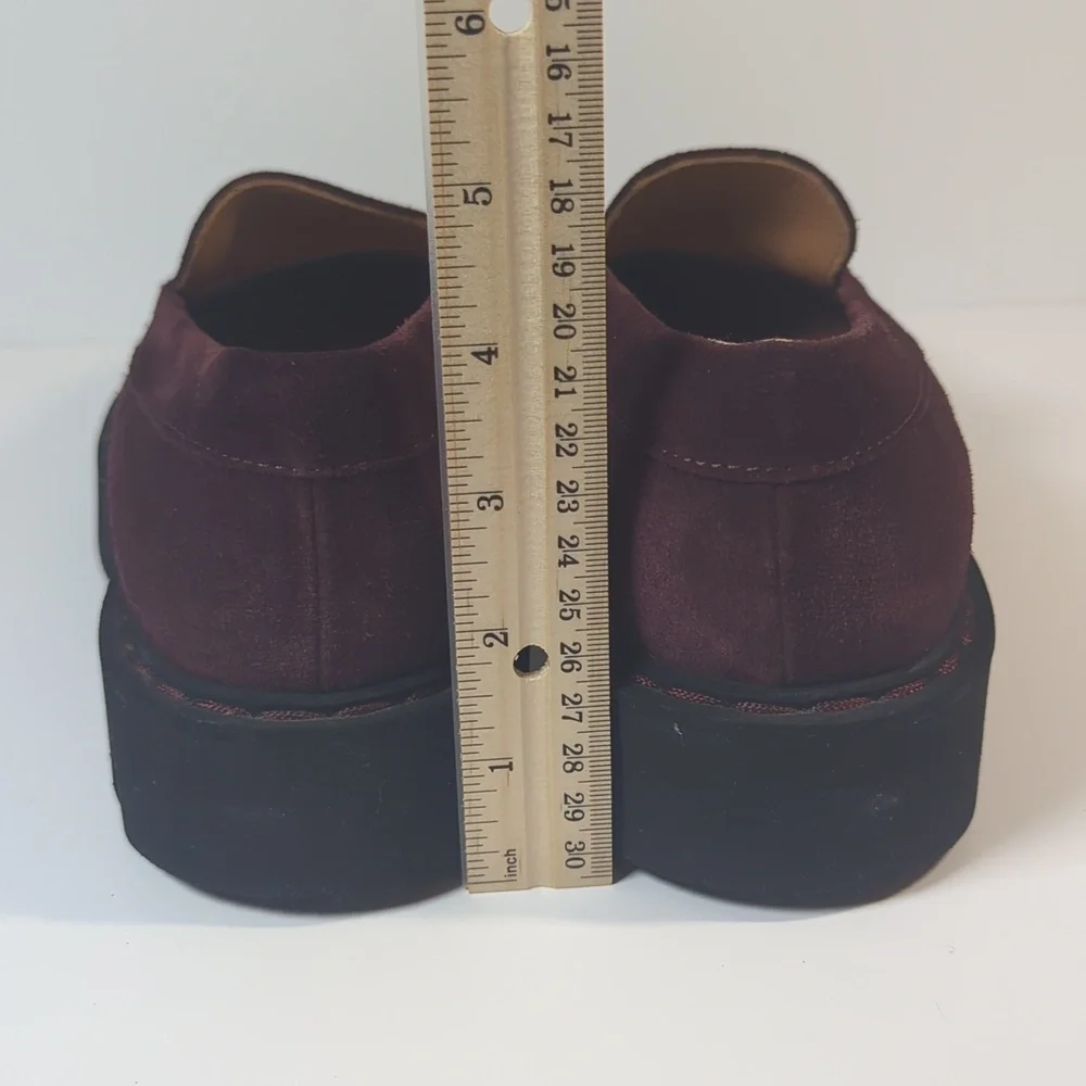 Aquatalia Suede Loafers Burgundy With Black Sole Size 9.5 - Picture 5 of 9